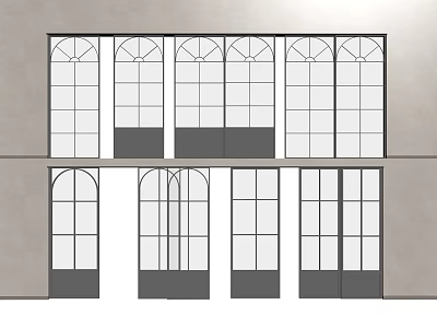 Modern Arch Top Glass Sliding Doors For Building Exterior Design 3d model