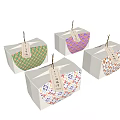 Exquisite Decorative Ornament Set with Colorful Patterned Paper Boxes and Chinese Character Tags