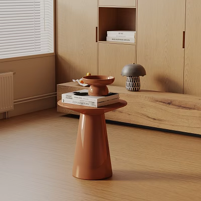 Orange Modern Side Table With Books Bowl And Nearby Cabinet By Window 3d model Orange Modern Side Table With Books Bowl And Nearby Cabinet By Window 3d model