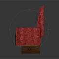 Red Multi Seat Sofa with Traditional Orange Ornate Patterns and Wooden Legs