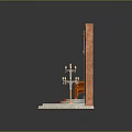 Decorative Commercial Equipment Display with Brick Wall Red Banners Wooden Chair and Candle Holders