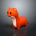 Orange Small Animal Stuffed Toy With White Belly Standing In Dark Reflective Background