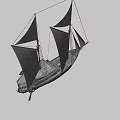 Traditional Sailing Boat With Red Sails And Wooden Hull Design