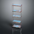 5 Tier Metal Frame Shelving Unit With Blue Storage Shelves