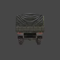 Vintage Green Military Truck With Canvas Covered Cargo Bed And Large Off Road Tires