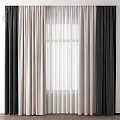 Elegant Curtains In Black Beige And Sheer White Layers For Home Windows