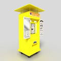 Yellow Mobile All in One Machine With Display Screen And Advertisement Posters 3d model