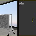 Modern Clothes Drying Rack with White Quilted Blanket and Hanging Clothes in Room with Large Window City View