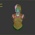 Futuristic Female Character In Sci Fi Armor With Metallic Upper Body And Cyborg Details