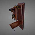 Vintage Wooden Wall Mounted Telephone With Brass Dial And Bells