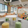 Book Art Cozy Kids Library Interior Featuring Colorful Furniture Circular Reading Area And Large Windows