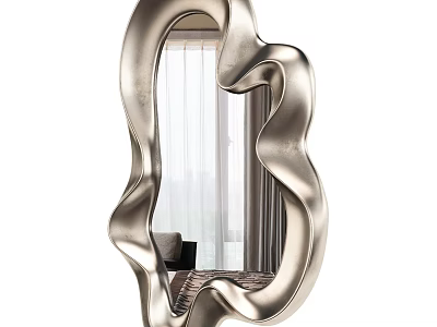 Unique Wave Design Metal Frame Mirror Enhancing Modern Interior With Light Reflection 3d model