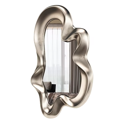 Unique Wave Design Metal Frame Mirror Enhancing Modern Interior With Light Reflection 3d model