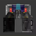 Futuristic Sci Fi Control Console Metallic Gray Yellow Blue Design With Display Screen And Control Buttons