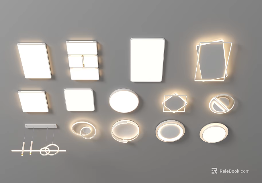 Various Modern Ceiling Lights With Different Shapes And Designs For Home Decor 3d model 