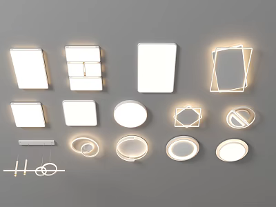 Various Modern Ceiling Lights With Different Shapes And Designs For Home Decor 3d model