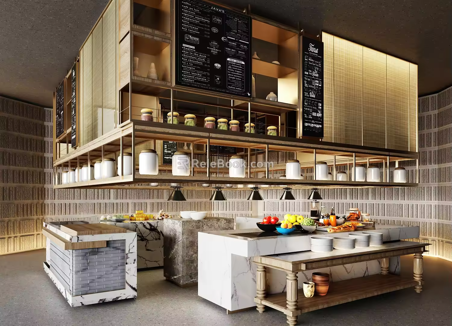 Hotel full-time restaurant buffet table full-time shelf table bar 3d model