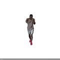 Man in Striped Tank Top White Shorts Red Sneakers Practicing Boxing Stance on Gray Background