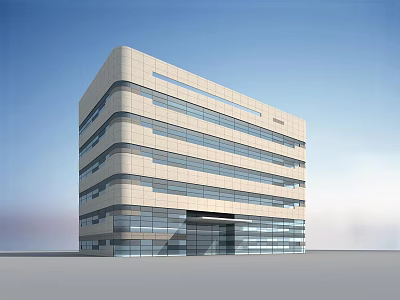 Modern Office Building With Glass Curtain Walls And Light Colored Exterior Design 3d model