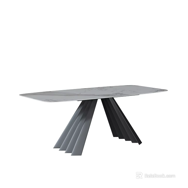 Modern Dining Table With Unique Geometric Legs And Smooth Marble Top Design 3d model 