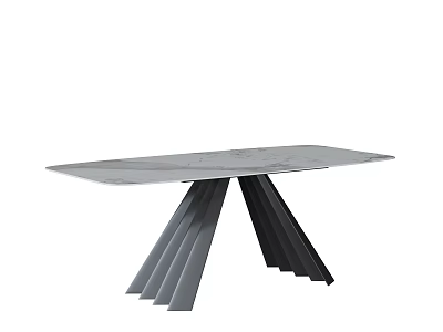 Modern Dining Table With Unique Geometric Legs And Smooth Marble Top Design 3d model