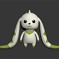 Cute White 3D Creature Character With Long Ears And Green Spots 3d model