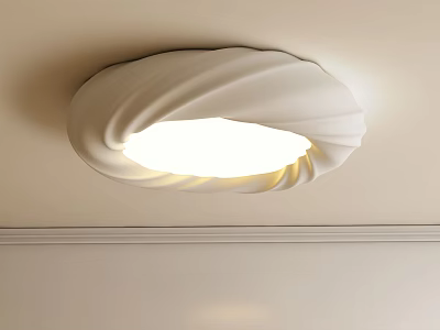 Modern White Wavy Design Flush Mount Ceiling Light With Soft Glow For Home Interior 3d model