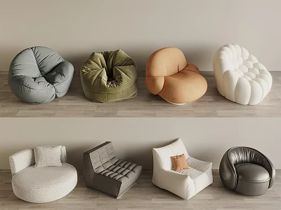 Modern Comfortable Bean Bag Chairs In Various Colors For Living Room Decor 3d model