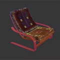 Red Velvet Accent Chair With Orange Armrests And Button Tufted Backrest