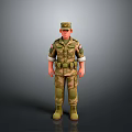 3D Rendered Military Soldier Figure In Camouflage Uniform With Cap And Boots