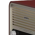 Retro Style Red And Beige Speaker With Knobs Buttons And Grille Panel Design 3d model