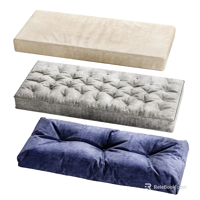 Soft Comfortable Seat Cushions In Beige Grey Blue Colors With Textured Designs 3d model 