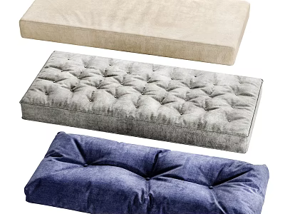 Soft Comfortable Seat Cushions In Beige Grey Blue Colors With Textured Designs 3d model