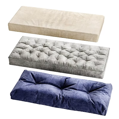 Soft Comfortable Seat Cushions In Beige Grey Blue Colors With Textured Designs 3d model