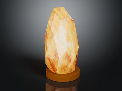 Natural Crystal Himalayan Salt Lamp Decorative Ornament Set With Wooden Base And Warm Light 3d model