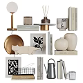 Modern Ornamental Decor Set With Ceramic Vases Scented Candles Picture Frames Books And Sculptures