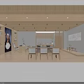 Modern Office Lounge Interior With Wooden Ceiling Large Artwork Shelving Units And Sofa