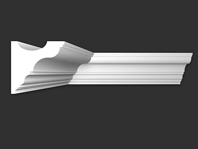 White Architectural Decorative Molding Component With Intricate Curved Lines For Interior Design 3d model