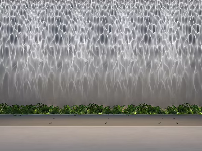 Modern Wave Shaped Decorative Lights For Wall Decoration With Green Plant Accents 3d model