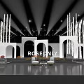 ROSEONLY Showroom Interior With Armchairs Side Table Arched Doorways Flowers And Lighting