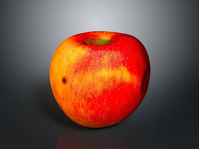 Fresh Red and Yellow Apple with Shiny Surface and Natural Spots 3d model