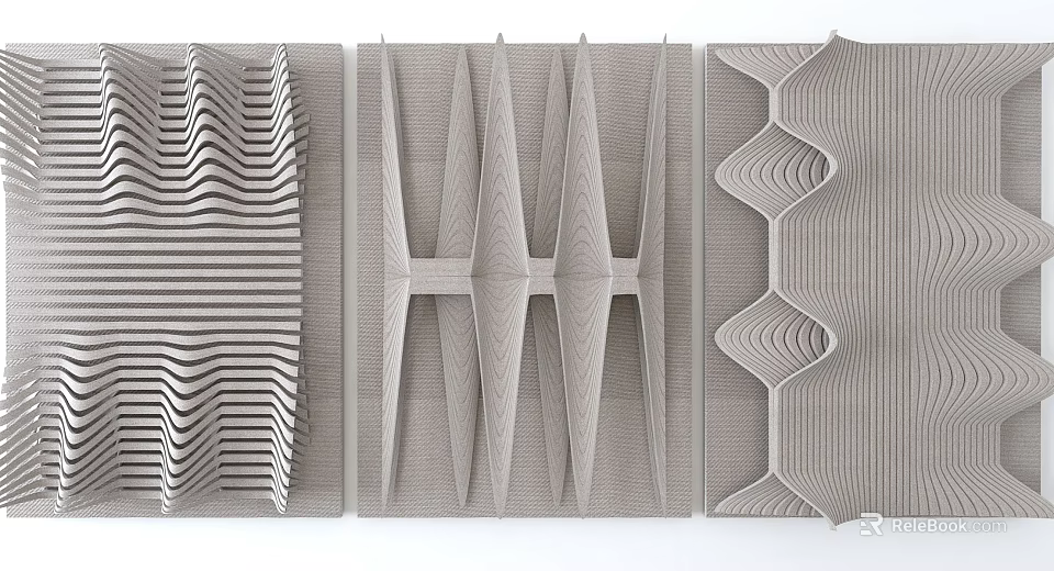 Modern Textured Wall Decor With Geometric Patterns 3D Structures And Wavy Lines 3d model 