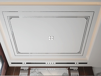 New Chinese-style Ceiling Living Room Ceiling Restaurant Ceiling 3d model