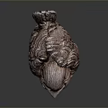 Intricate Wooden Bird Sculpture With Detailed Feathers And Wing Design