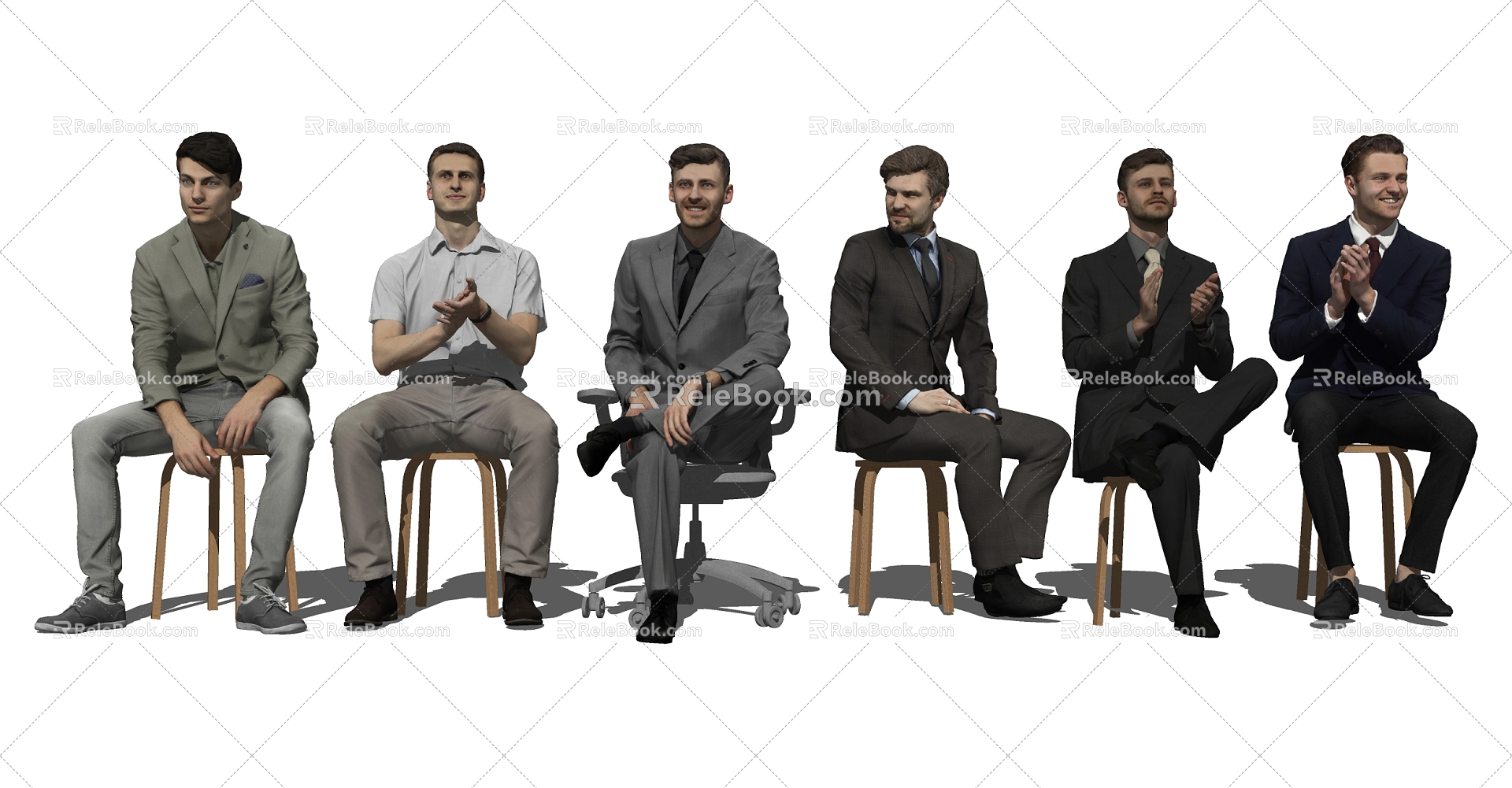 Modern Man Sitting Figure Man Combination 3d model