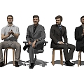 Modern Man Sitting Figure Man Combination 3d model