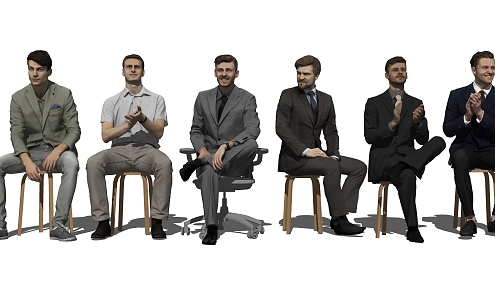 Modern Man Sitting Figure Man Combination 3d model