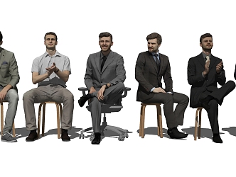 Modern Man Sitting Figure Man Combination 3d model