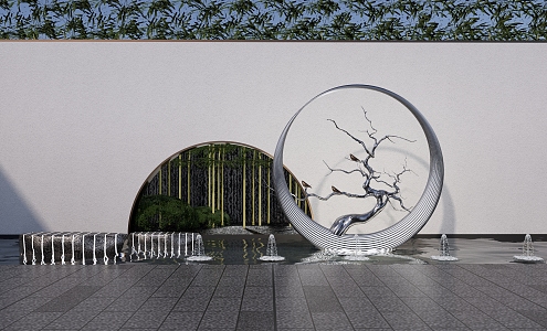 New Chinese Landscape Sick Courtyard Waterscape Sick 3d model