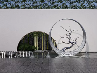 New Chinese Landscape Sick Courtyard Waterscape Sick 3d model